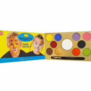 Paleta de pintucaritas Caretas x11 colores con pincel incluido, maquillaje infantil seguro y fácil de aplicar.