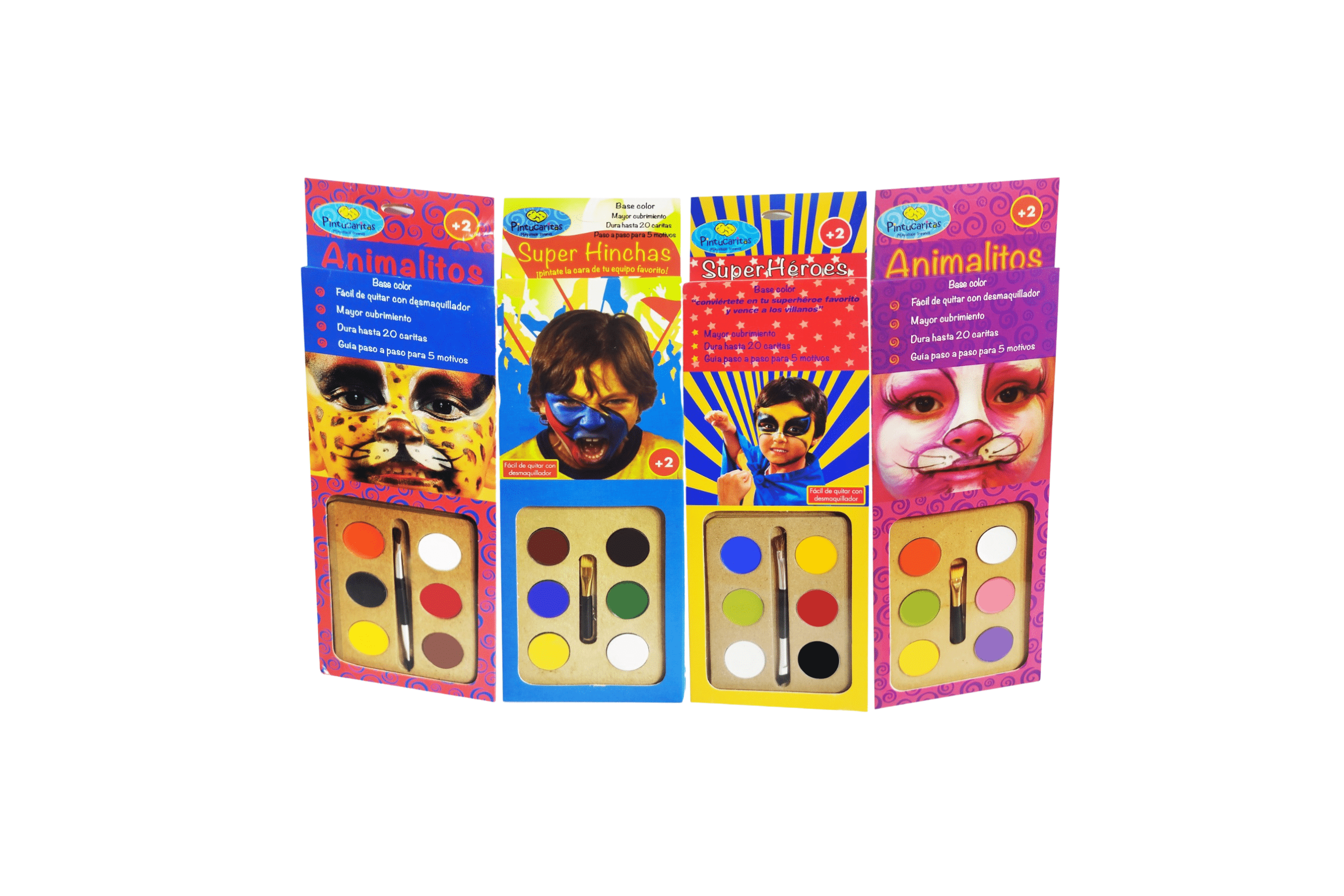 Kit de maquillaje pintucaritas Caretas x6 colores con pincel, seguro para niños